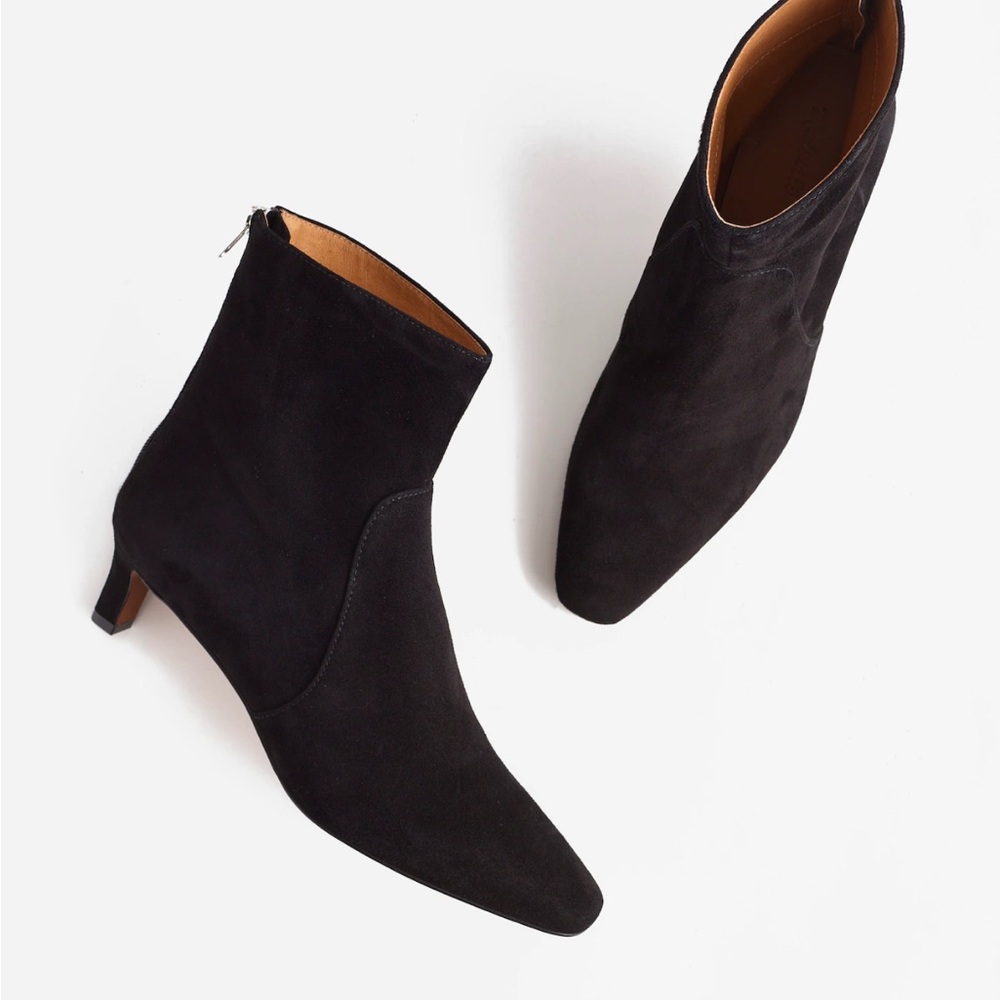 Madewell Dimes Black Suede Kitten Heel Ankle Booties